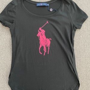 Polo Ralph Pink Pony Black Tee
